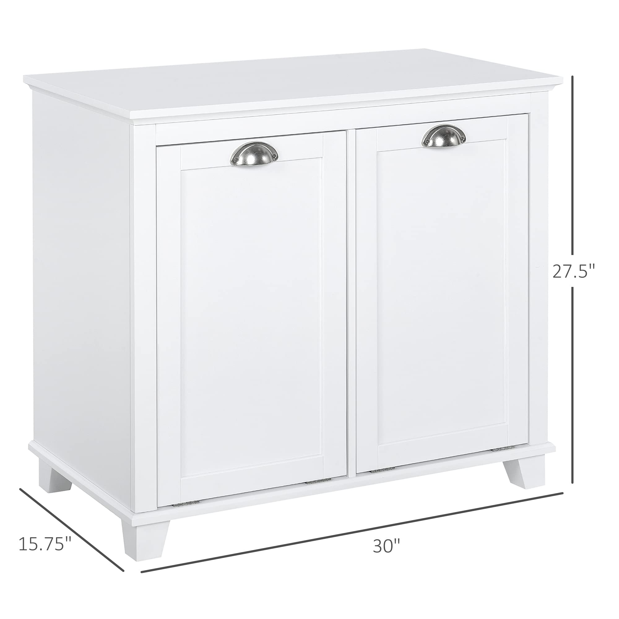 Homcom Dual Tilt Out Laundry Hamper Cabinet, Bathroom Storage Cabinet With 2-Compartment Hamper, Modern Bathroom Floor Cabinet F